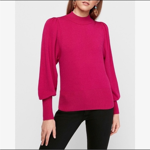 Express Mock Neck Puff Sleeve Sweater - Picture 1 of 1